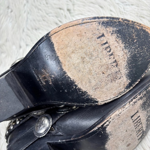 Liberty Black Women's 8.5 Studded Leather Delano Ankle Boots Boho Western Moto - Picture 7 of 9